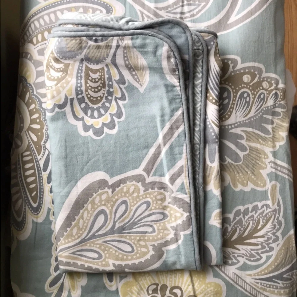 🛌$200 Sky Bedding Portia Paisley Twin Duvet Cover Set Twin Cotton Blue Floral